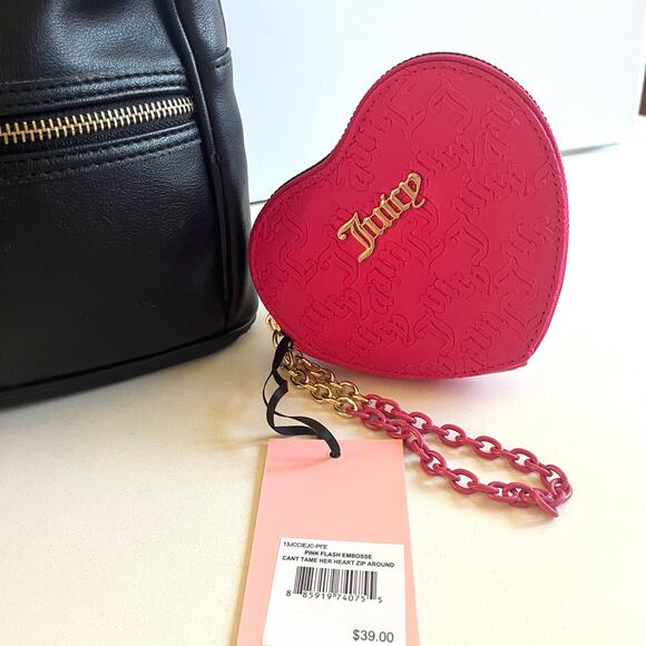 JUICY COUTURE Black Mini Backpack and Pink Heart Wallet Set - Picture 6 of 16